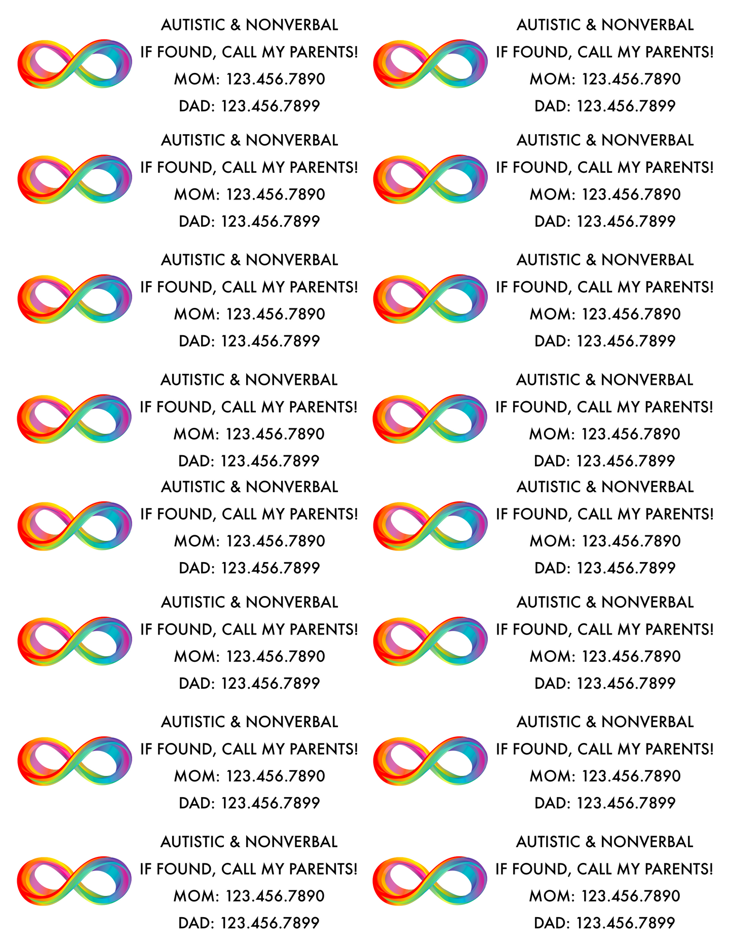ASD/Neurodivergent Lost & Found Labels